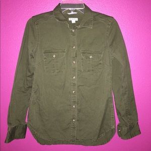 Olive button up blouse